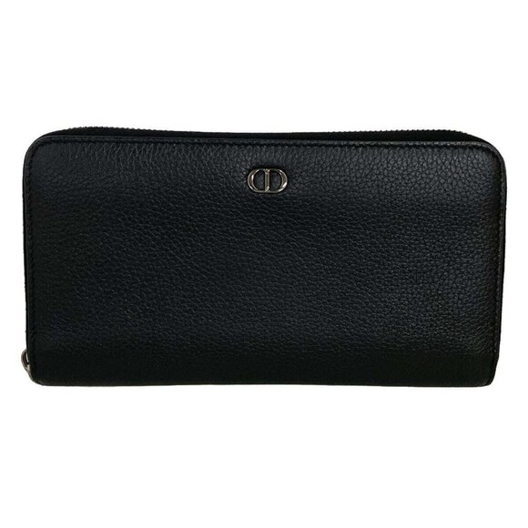 Auth DIOR/ChristianDior - 2ESBC252 Black Leather Long Wallet - Picture 1 of 13